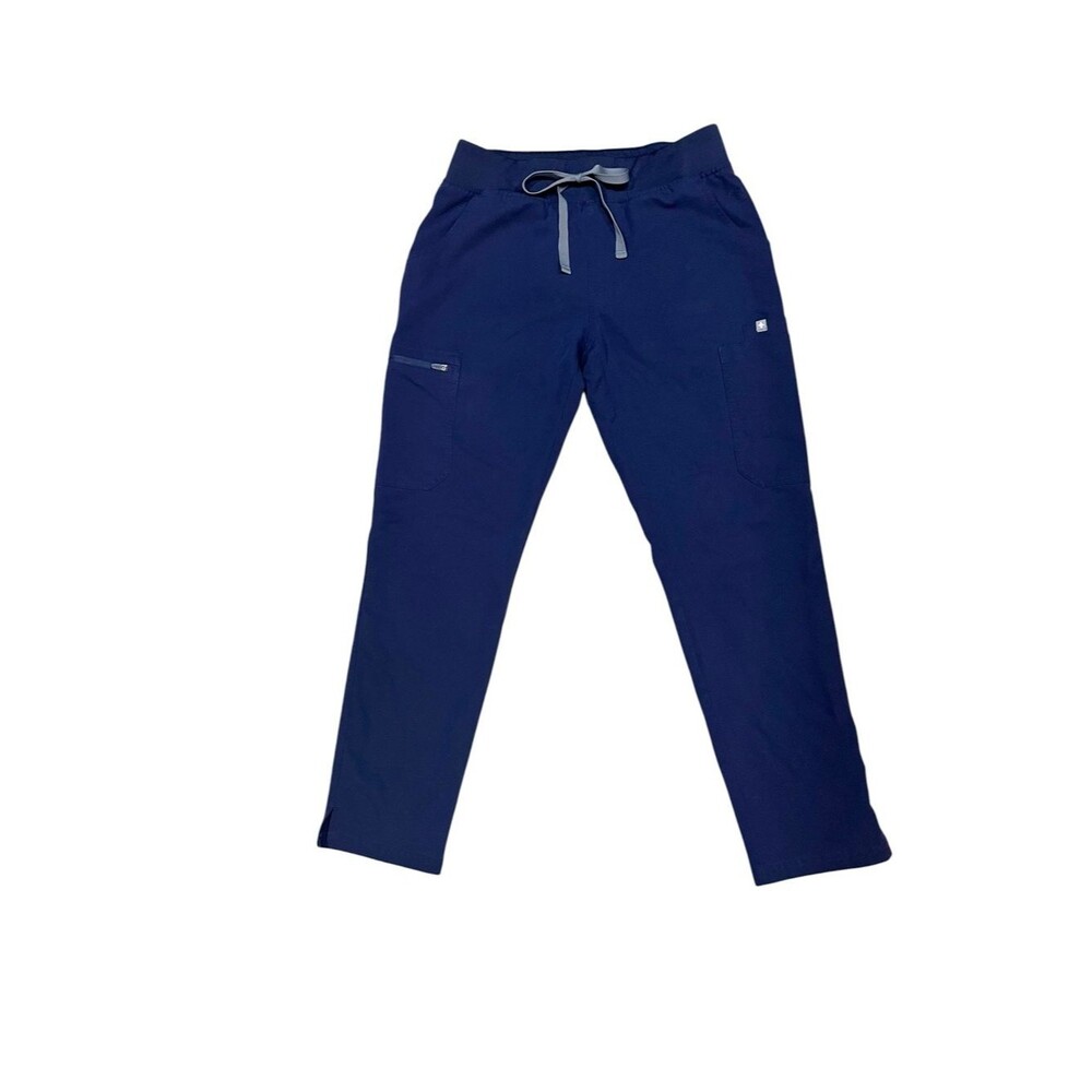 Figs Navy Blue Scrubs Pants Technical Collection Straight Leg Bottoms Drawstring